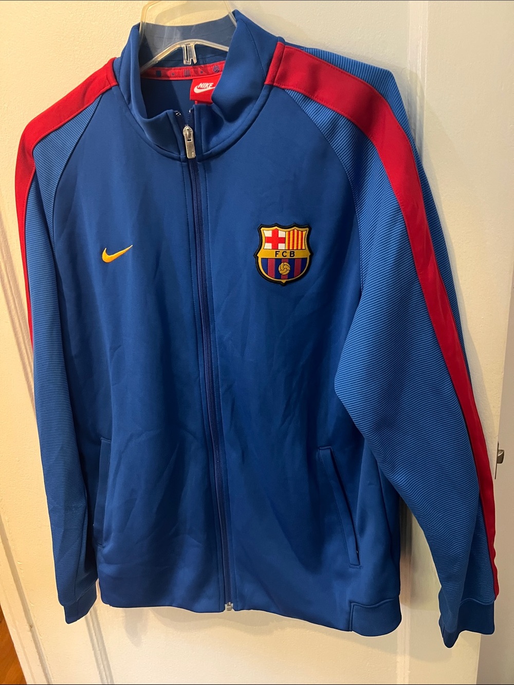 Nike FC Barcelona Blue Track Jacket with Red Stripe & Yellow Accent